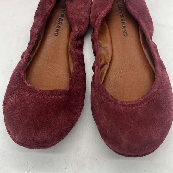 Lucky Brand Dark Red Suede Ballet Flats Size 7.5 BFL4724B - Picture 2 of 8